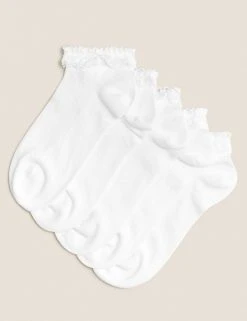 M&S Collection Socks & Tights 5pk Of Frill Trainer Liners