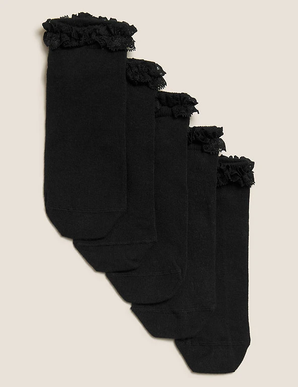 5pk of Frill Trainer Liners M&S Collection Socks & Tights 5pk Of Frill Trainer Liners -Cheap School Uniform Store SD 04 T64 2013S Y0 X EC 0