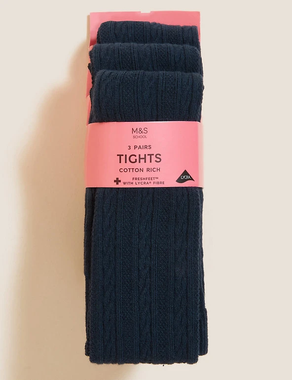 M&S Collection Socks & Tights 3pk Of Cable Knit Tights 3 M&S Collection Socks & Tights 3pk Of Cable Knit Tights