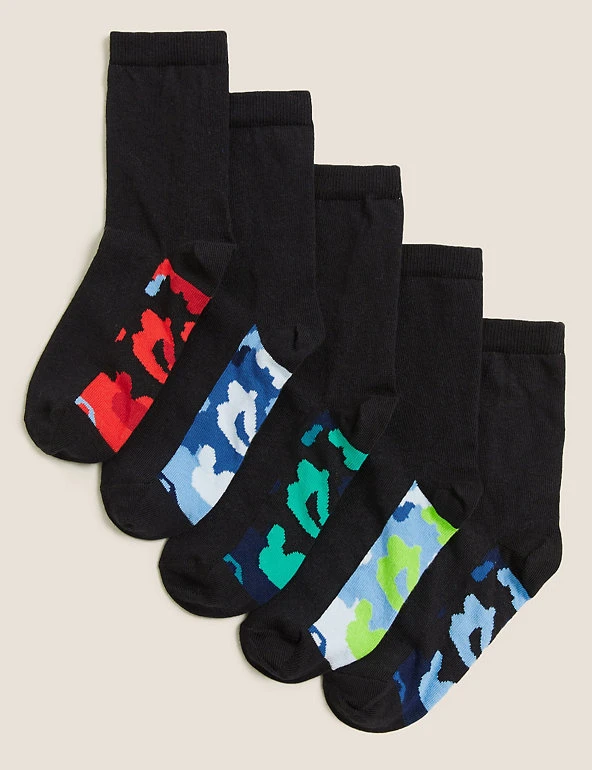 5pk Cotton Rich Camouflage Socks M&S Collection 5pk Cotton Rich Camouflage Socks -Cheap School Uniform Store SD 04 T64 2055S Y4 X EC 0