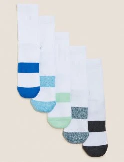 M&S Collection Socks & Tights 5pk Cotton Rich Sports Socks