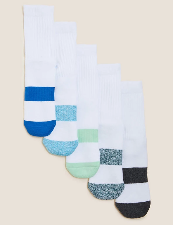 5pk Cotton Rich Sports Socks M&S Collection Socks & Tights 5pk Cotton Rich Sports Socks -Cheap School Uniform Store SD 04 T64 2056S Z0 X EC 90