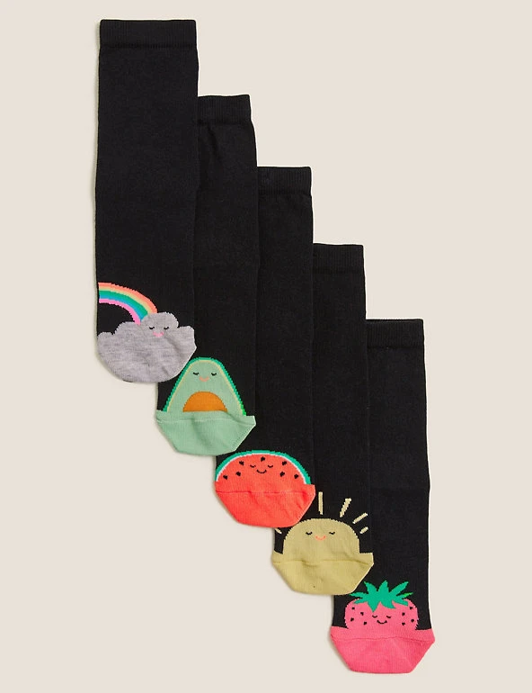 5pk Cotton Rich Toe Design Socks M&S Collection Socks & Tights 5pk Cotton Rich Toe Design Socks -Cheap School Uniform Store SD 04 T64 2060S Y4 X EC 0