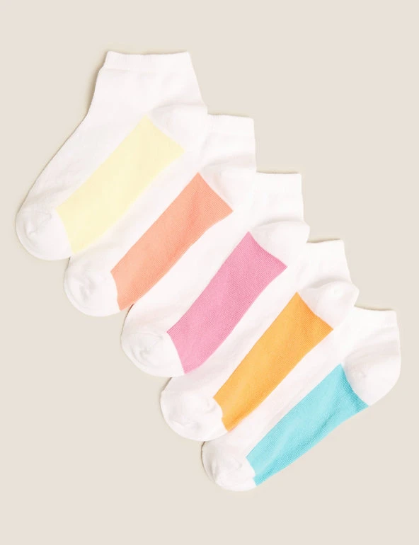 5pk Cotton Rich Trainer Liners M&S Collection Socks & Tights 5pk Cotton Rich Trainer Liners -Cheap School Uniform Store SD 04 T64 3005L ZZ X EC 90