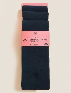 M&S Collection Socks & Tights 3pk Of Body Sensor⢠School Tights