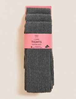 M&S Collection Socks & Tights 3pk Of Cable Knit Tights