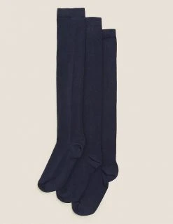 M&S Collection Socks & Tights 3pk Cotton Rich Over The Knee Socks -Cheap School Uniform Store SD 04 T64 8001S F0 X EC 0
