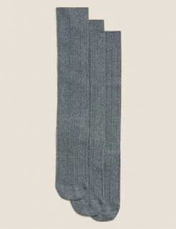 M&S Collection Socks & Tights 3pk Of Cable Knee High Socks