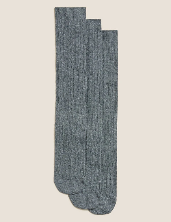 3pk of Cable Knee High Socks M&S Collection Socks & Tights 3pk Of Cable Knee High Socks -Cheap School Uniform Store SD 04 T64 8073A UT X EC 0
