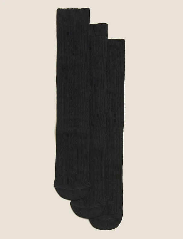 3pk of Cable Knee High Socks M&S Collection 3pk Of Cable Knee High Socks -Cheap School Uniform Store SD 04 T64 8074A Y0 X EC 0