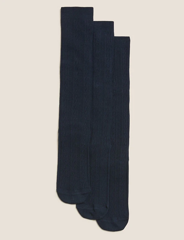 3pk of Cable Knee High Socks M&S Collection Socks & Tights 3pk Of Cable Knee High Socks -Cheap School Uniform Store SD 04 T64 8075A F0 X EC 0