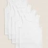 M&S Collection Underwear 5pk Pure Cotton Vests (2-16 Yrs) -Cheap School Uniform Store SD 04 T71 1208V Z0 X EC 0