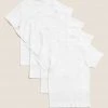 M&S Collection Underwear 4pk Pure Cotton Short Sleeve Vests (2-16 Yrs)