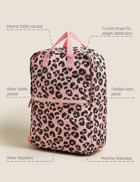 Kids' Water Repellent Leopard School Backpack M&S Collection Accessories Kids' Water Repellent Leopard School Backpack -Cheap School Uniform Store SD 04 T72 6134B A0 X EC 90