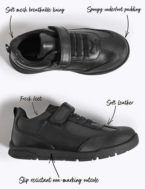 M&S Collection Kids’ Leather Riptape School Shoes (8 Small - 1.5 Large) 4 M&S Collection Kids’ Leather Riptape School Shoes (8 Small - 1.5 Large) - Image 2