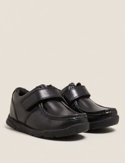 Kids' Leather Riptape School Shoes (8 Small - 1 Large)