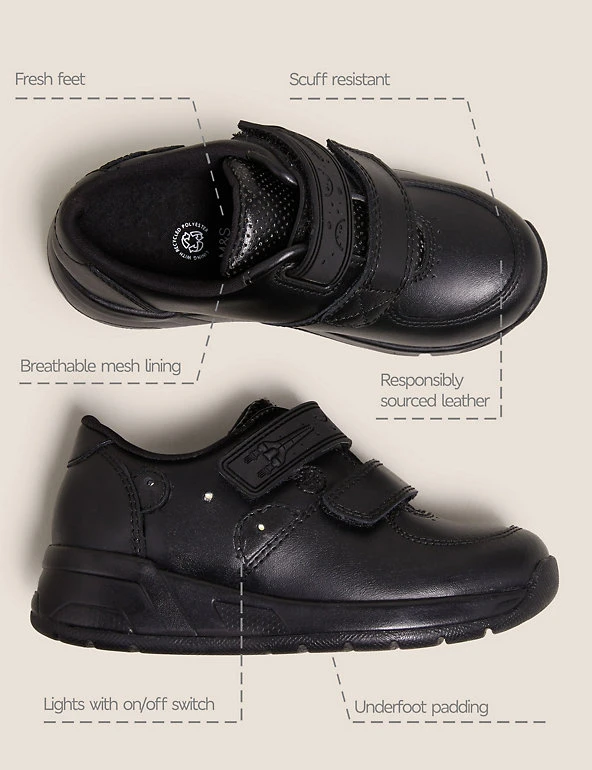 M&S Collection Footwear Kids' Leather Light Up Riptape School Shoes (8 Small - 1 Large) 4 M&S Collection Footwear Kids' Leather Light Up Riptape School Shoes (8 Small - 1 Large) - Image 2