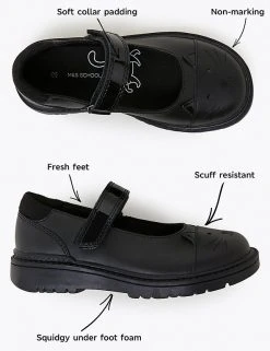 M&S Collection Kids' Leather Mary Jane Cat School Shoes (8 Small - 1 Large) -Cheap School Uniform Store SD 04 T72 8662B Y0 X EC 9