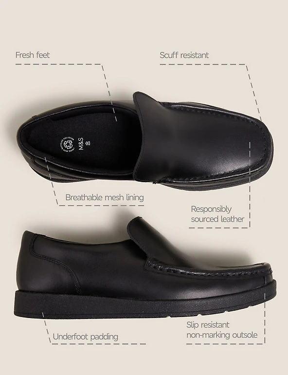 Kids' Leather Slip-on Loafer School Shoes (13 Small - 9 Large) M&S Collection Kids' Leather Slip-on Loafer School Shoes (13 Small - 9 Large) -Cheap School Uniform Store SD 04 T72 8807B Y0 X EC 90