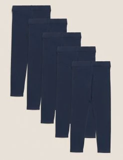 M&S Collection 5pk Cotton Rich Leggings (6-16 Yrs)