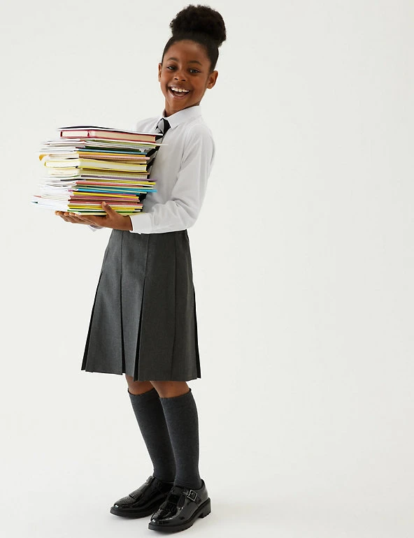 Girls' Plus Fit Permanent Pleats School Skirt (2-18 Yrs) M&S Collection Skirts Girls' Plus Fit Permanent Pleats School Skirt (2-18 Yrs) -Cheap School Uniform Store SD 04 T76 0140P T0 X EC 0