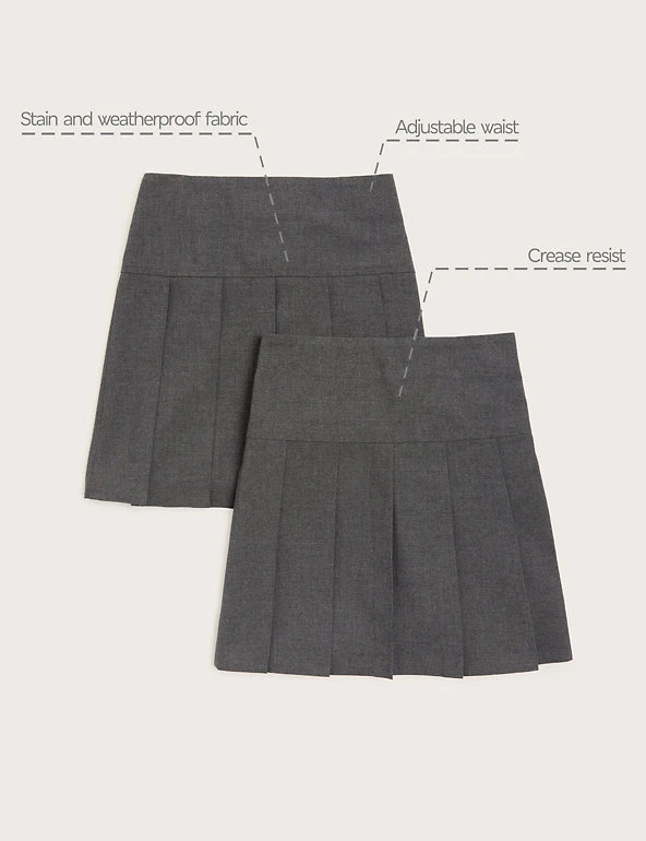 M&S Collection 2pk Girls' Crease Resistant School Skirts (2-16 Yrs) 4 M&S Collection 2pk Girls' Crease Resistant School Skirts (2-16 Yrs) - Image 2