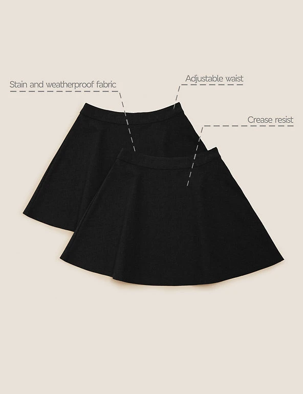 M&S Collection 2pk Girls' Regular Fit School Skater Skirts (2-18 Yrs) 4 M&S Collection 2pk Girls' Regular Fit School Skater Skirts (2-18 Yrs) - Image 2