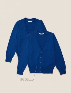 M&S Collection Cardigans 2pk Girls' Pure Cotton School Cardigan (3-18 Yrs) -Cheap School Uniform Store SD 04 T76 1371 E0 X EC 90
