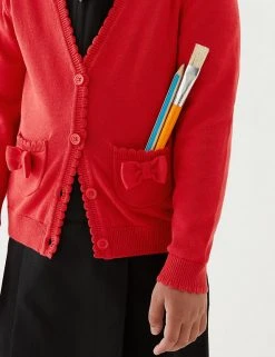 M&S Collection Cardigans Girls’ Pure Cotton Bow Pocket School Cardigan (3-18 Yrs) -Cheap School Uniform Store SD 04 T76 1373 B0 X EC 1