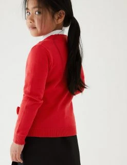 M&S Collection Cardigans Girls’ Pure Cotton Bow Pocket School Cardigan (3-18 Yrs) -Cheap School Uniform Store SD 04 T76 1373 B0 X EC 2