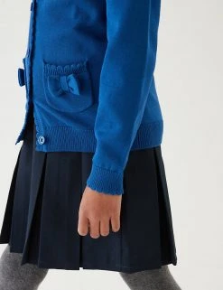 M&S Collection Cardigans Girls’ Pure Cotton Bow Pocket School Cardigan (3-18 Yrs) -Cheap School Uniform Store SD 04 T76 1373 E0 X EC 1