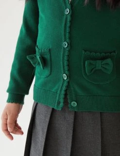 M&S Collection Cardigans Girls’ Pure Cotton Bow Pocket School Cardigan (3-18 Yrs) -Cheap School Uniform Store SD 04 T76 1373 J0 X EC 1