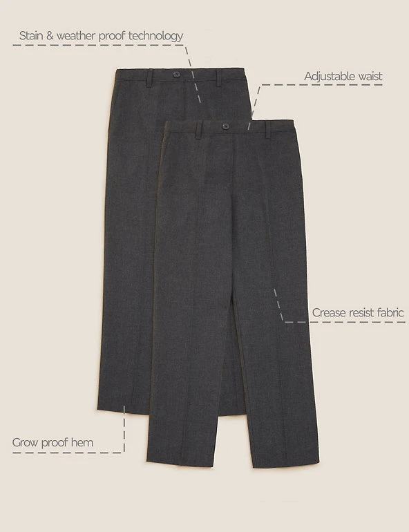 2pk Girls' Easy Dressing Slim Leg School Trousers (3-18 Yrs) M&S Collection 2pk Girls' Easy Dressing Slim Leg School Trousers (3-18 Yrs) -Cheap School Uniform Store SD 04 T76 1427 T0 X EC 90