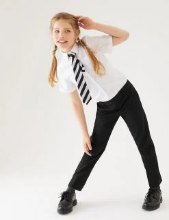 M&S Collection 2pk Girls' Easy Dressing Slim Leg School Trousers (3-18 Yrs)
