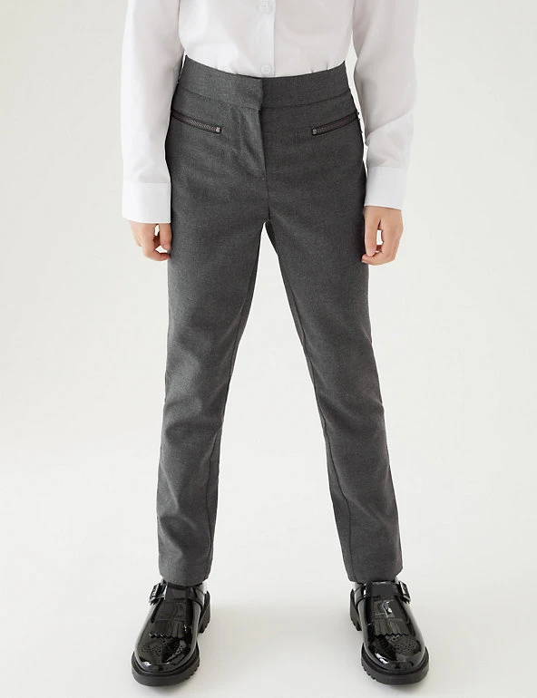 Girls' Super Skinny Zip School Trousers (2-18 Yrs) M&S Collection Girls' Super Skinny Zip School Trousers (2-18 Yrs) -Cheap School Uniform Store SD 04 T76 1433 T0 X EC 1