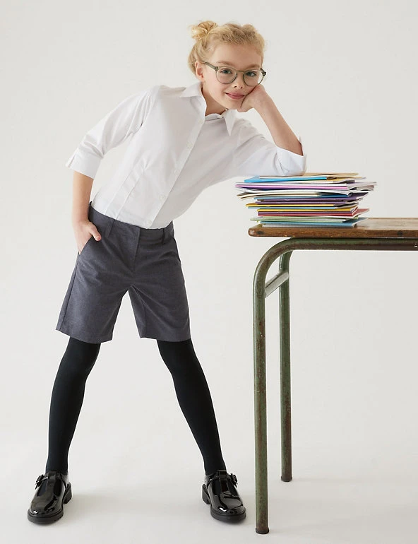 School 2pk Girls' Slim Leg Shorts (2-16 Yrs) M&S Collection School 2pk Girls' Slim Leg Shorts (2-16 Yrs) -Cheap School Uniform Store SD 04 T76 1435 T0 X EC 0