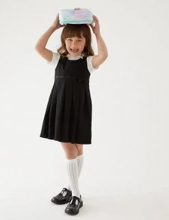M&S Collection Dresses Girls' Cotton Knitted School Pinafore (2-12 Yrs) -Cheap School Uniform Store SD 04 T76 1729 Y0 X EC 0