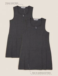 M&S Collection Dresses 2pk Girls’ Crease Resistant School Pinafores (2-12 Yrs) -Cheap School Uniform Store SD 04 T76 1750 T0 X EC 90