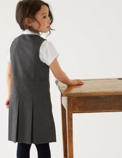 M&S Collection Dresses Girls' Plus Fit Pleated School Pinafore (2-12 Yrs) -Cheap School Uniform Store SD 04 T76 1751P T0 X EC 2