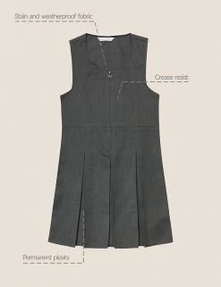 M&S Collection Dresses Girls' Plus Fit Pleated School Pinafore (2-12 Yrs) -Cheap School Uniform Store SD 04 T76 1751P T0 X EC 90