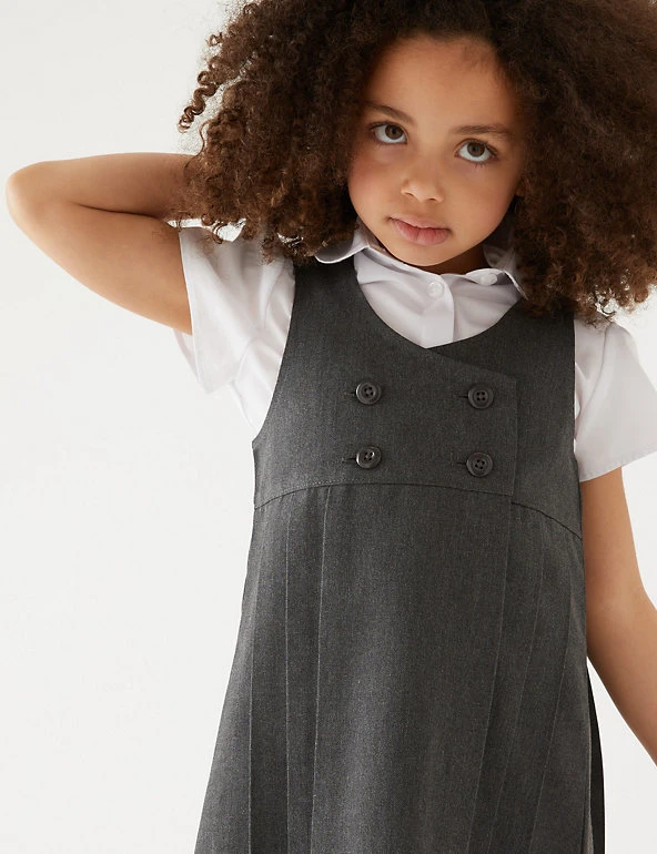 Girls' Permanent Pleats School Pinafore (2-12 Yrs) M&S Collection Dresses Girls' Permanent Pleats School Pinafore (2-12 Yrs) -Cheap School Uniform Store SD 04 T76 1755 T0 X EC 1