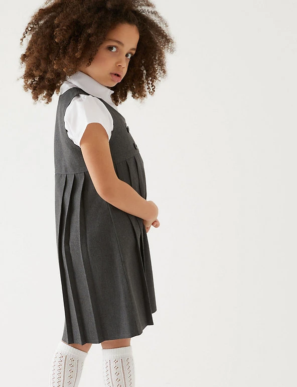 Girls' Permanent Pleats School Pinafore (2-12 Yrs) M&S Collection Dresses Girls' Permanent Pleats School Pinafore (2-12 Yrs) -Cheap School Uniform Store SD 04 T76 1755 T0 X EC 2