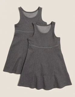 M&S Collection Dresses 2pk Girls' Cotton School Pinafores (2-12 Yrs) -Cheap School Uniform Store SD 04 T76 1778 T0 X EC 90