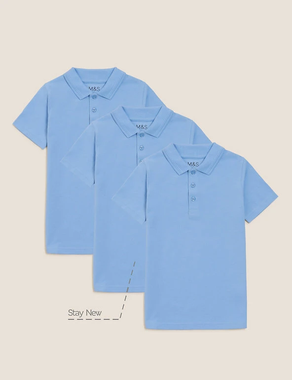 3pk Unisex Pure Cotton School Polo Shirts (2-16 Yrs) M&S Collection Polo-shirts 3pk Unisex Pure Cotton School Polo Shirts (2-16 Yrs) -Cheap School Uniform Store SD 04 T76 2051 E0 X EC 90