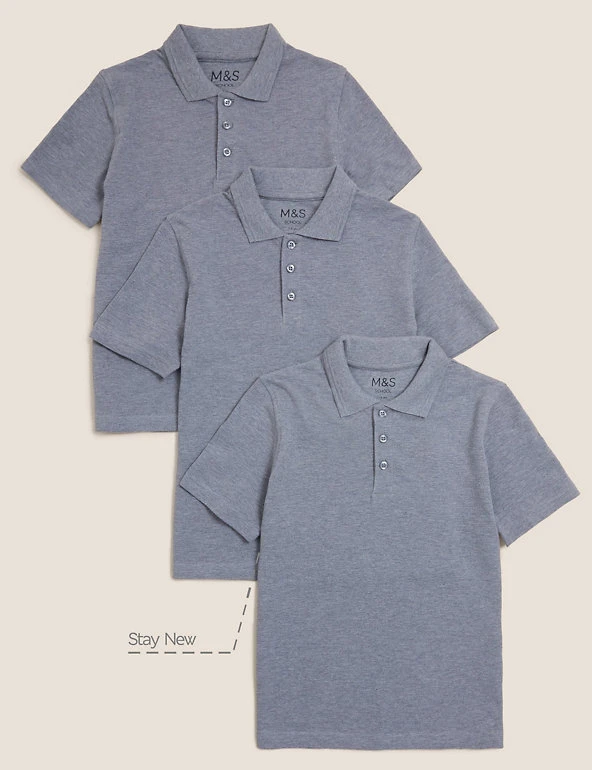 3pk Unisex Pure Cotton School Polo Shirts (2-16 Yrs) M&S Collection Polo-shirts 3pk Unisex Pure Cotton School Polo Shirts (2-16 Yrs) -Cheap School Uniform Store SD 04 T76 2051 T0 X EC 90