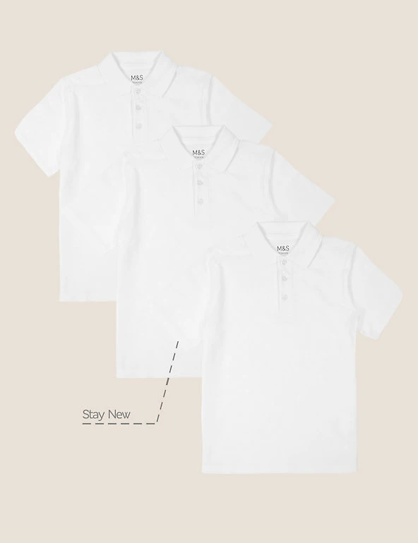 3pk Unisex Pure Cotton School Polo Shirts (2-16 Yrs) M&S Collection Polo-shirts 3pk Unisex Pure Cotton School Polo Shirts (2-16 Yrs) -Cheap School Uniform Store SD 04 T76 2051 Z0 X EC 90