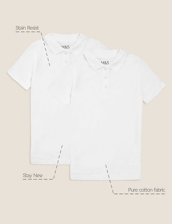 M&S Collection Polo-shirts 2pk Girls' Slim Fit School Polo Shirts (2-16 Yrs) 4 M&S Collection Polo-shirts 2pk Girls' Slim Fit School Polo Shirts (2-16 Yrs) - Image 2