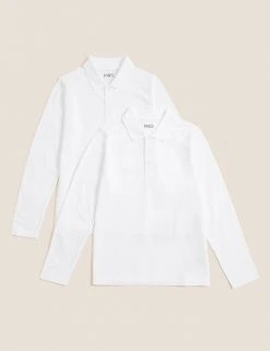 M&S Collection School 2pk Unisex Pure Cotton Polo Shirts (2-18 Yrs)