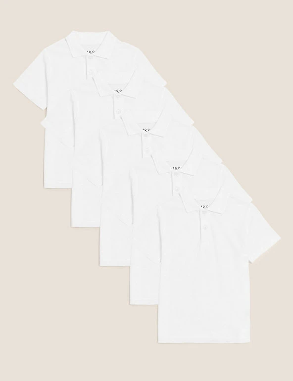 5pk Unisex Pure Cotton School Polo Shirts (2-18 Yrs) M&S Collection Polo-shirts 5pk Unisex Pure Cotton School Polo Shirts (2-18 Yrs) -Cheap School Uniform Store SD 04 T76 2087 Z0 X EC 90