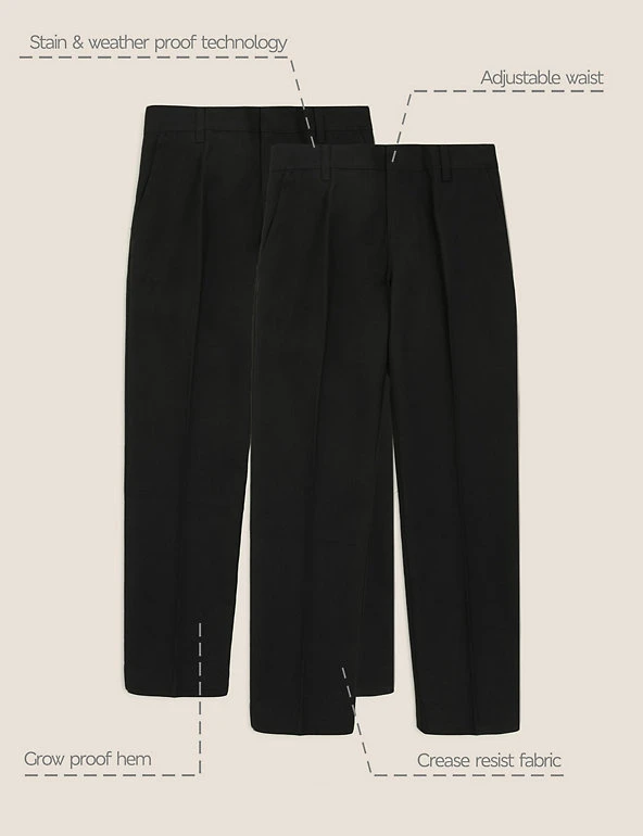 2pk Boys' Slim Leg School Trousers (2-18 Yrs) M&S Collection 2pk Boys' Slim Leg School Trousers (2-18 Yrs) -Cheap School Uniform Store SD 04 T76 3643L Y0 X EC 90
